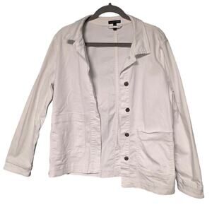 Eileen Fisher White Button Front Jacket Women’s Small Minimalist Utility Layer